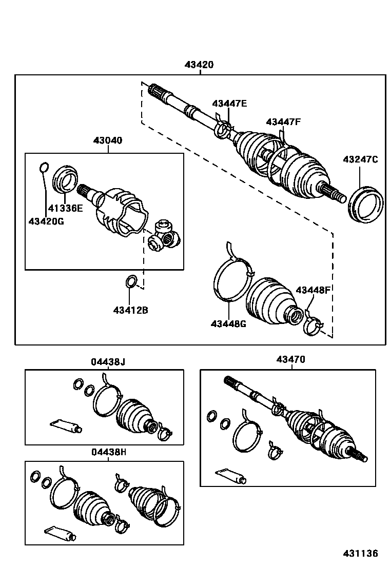 Toyota RAV4 Front Drive Shaft EPC diagram — 431136