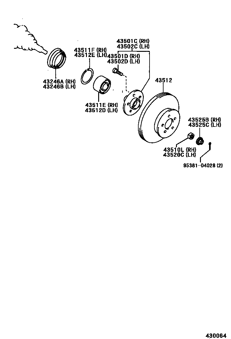 Toyota RAV4 Front Axle Hub EPC diagram — 430064