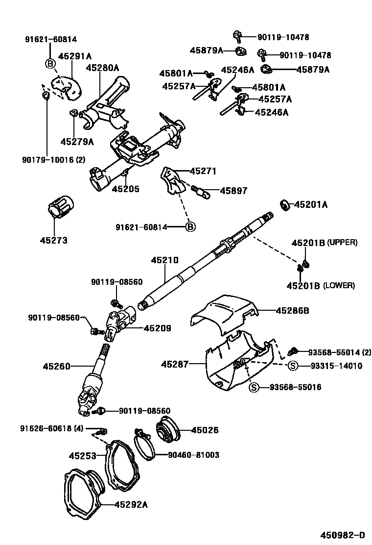 Toyota RAV4 Steering Column & Shaft EPC diagram — 450982D