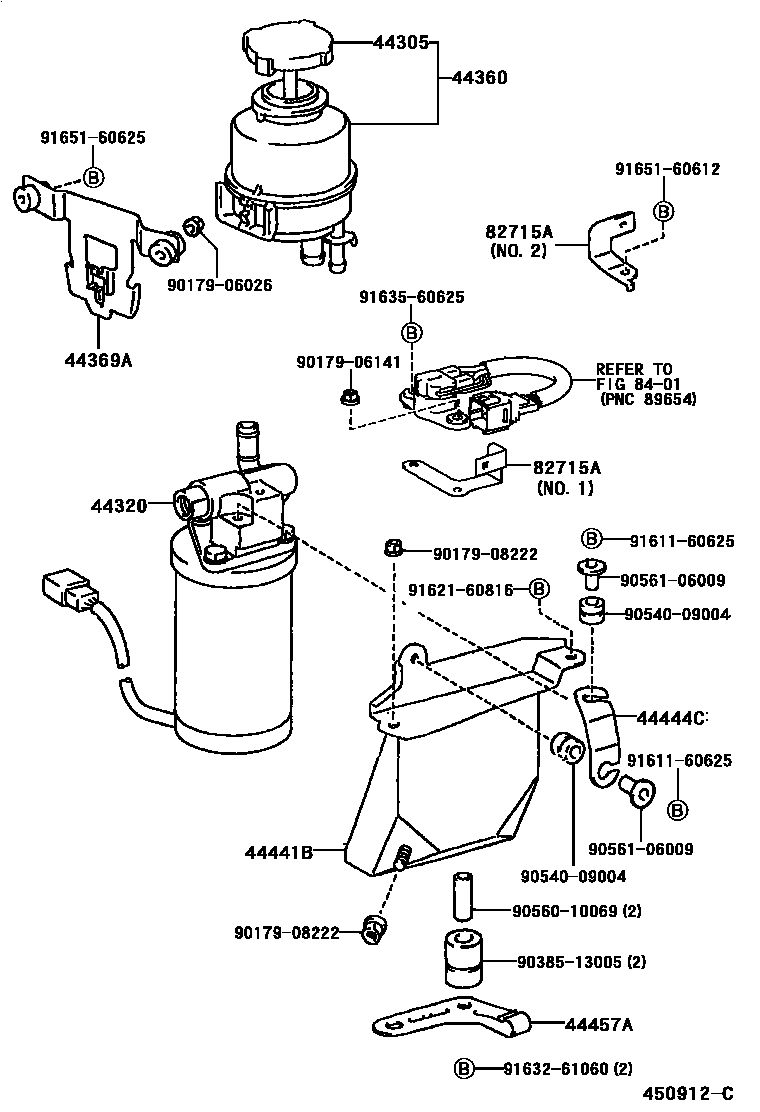 Toyota RAV4 叶片泵和储油罐(动力转向) EPC diagram — 450912C