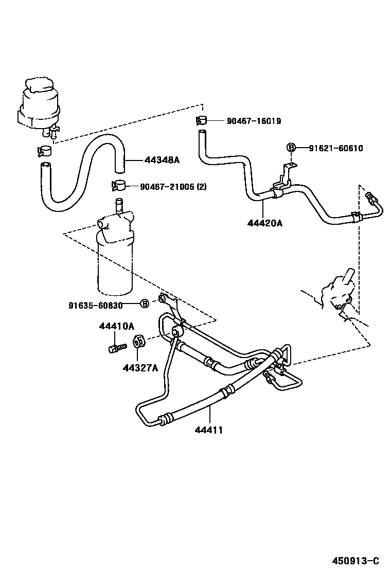 Toyota RAV4 动力转向配管 EPC diagram — 450913C