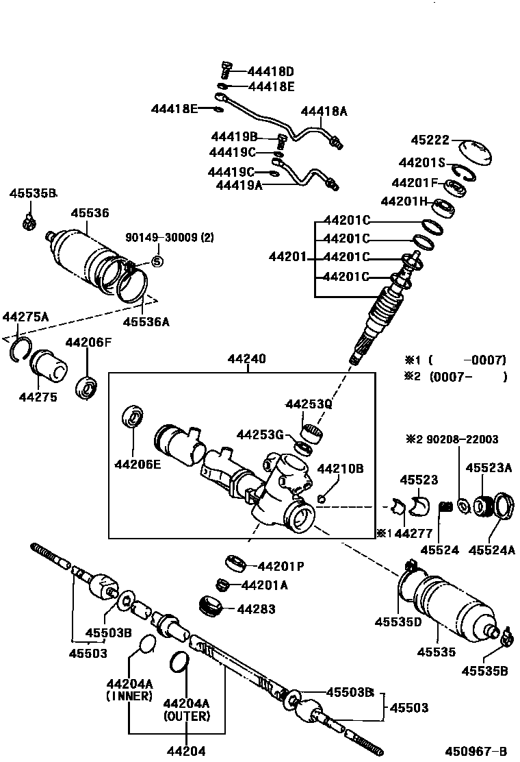 Toyota RAV4 前转向齿轮和连杆 EPC diagram — 450967B