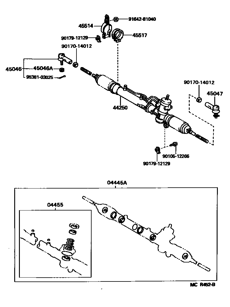 Toyota RAV4 前转向齿轮和连杆 EPC diagram — MCR452B