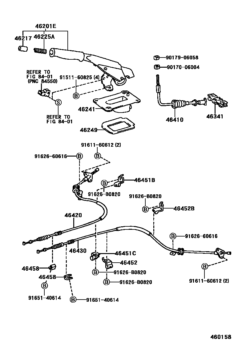 Toyota RAV4 Parking Brake & Cable EPC diagram — 460158