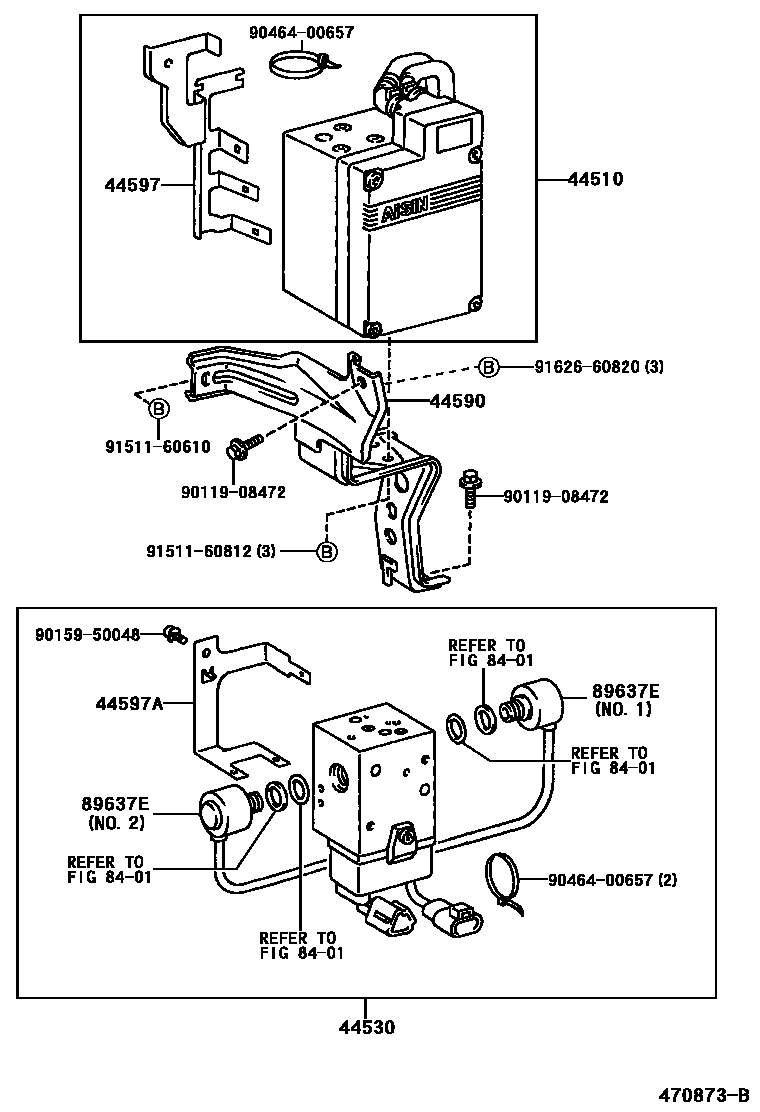 Toyota RAV4 制动配管和卡箍 EPC diagram — 470873B