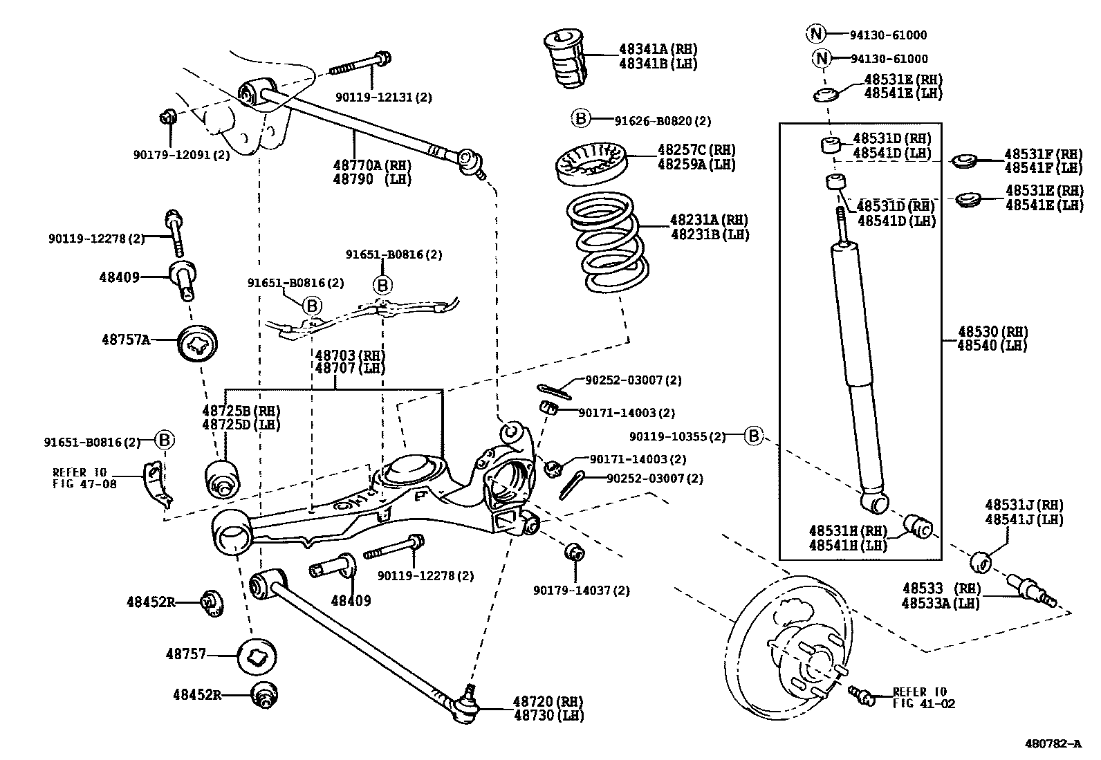 Toyota RAV4 Rear Spring & Shock Absorber EPC diagram — 480782A