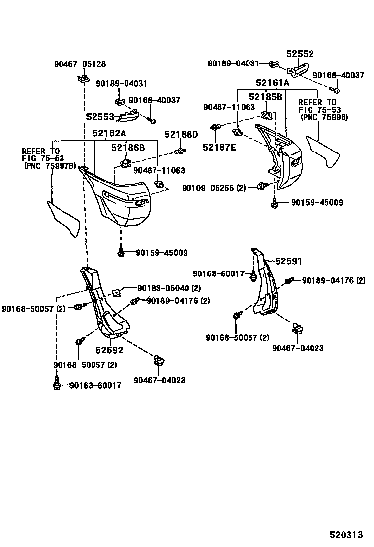 Toyota RAV4 后保险杠及附件 EPC diagram — 520313