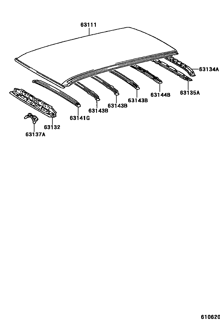 Toyota RAV4 天窗板和背板 EPC diagram — 610620
