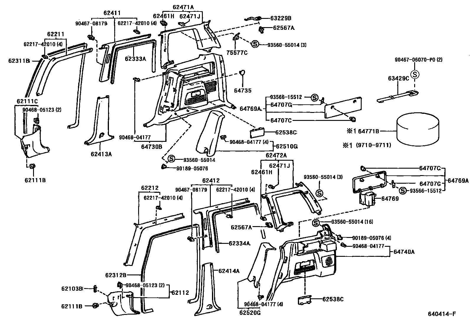 Toyota RAV4 车内装饰板 EPC diagram — 640414F
