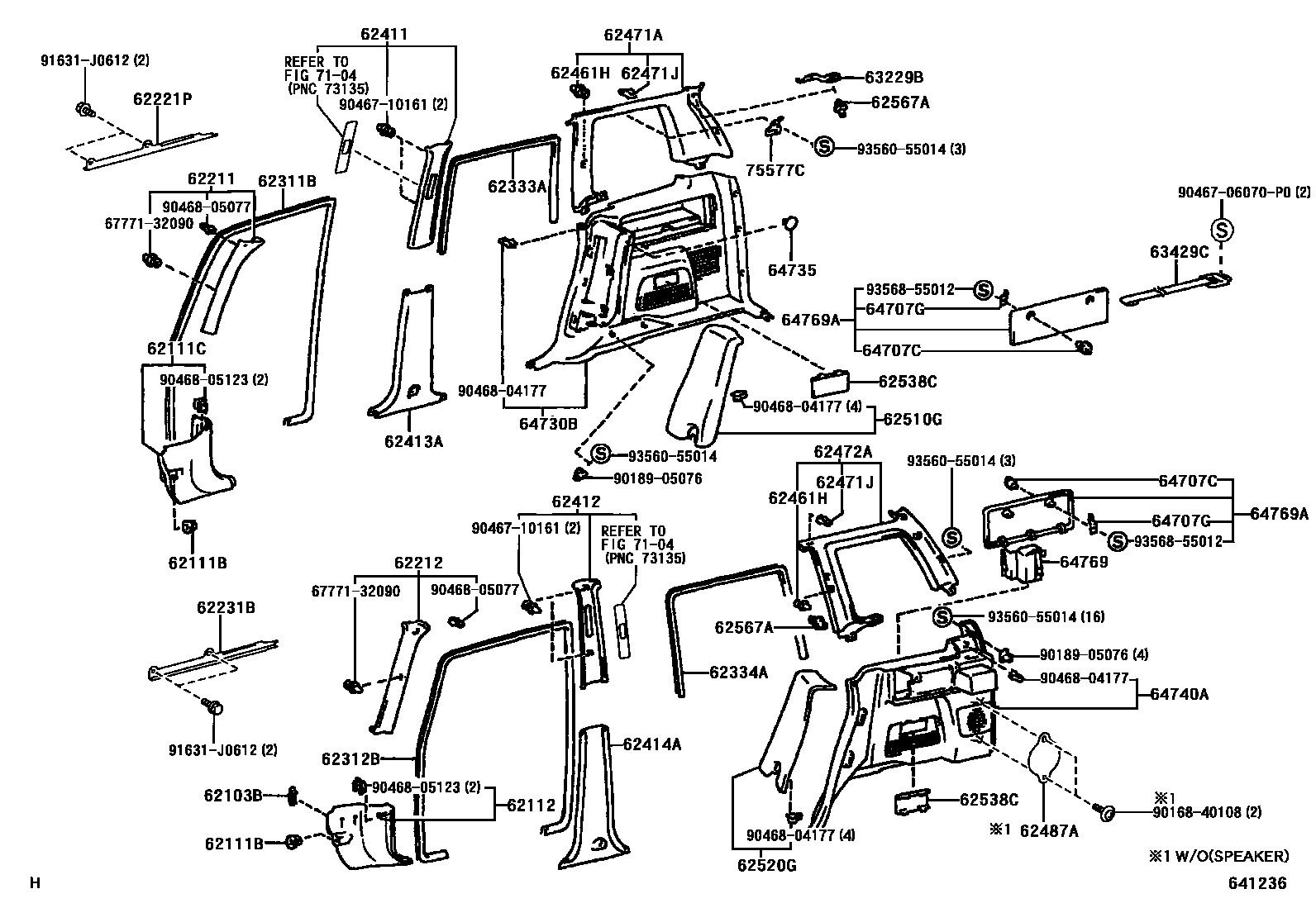 Toyota RAV4 车内装饰板 EPC diagram — 641236