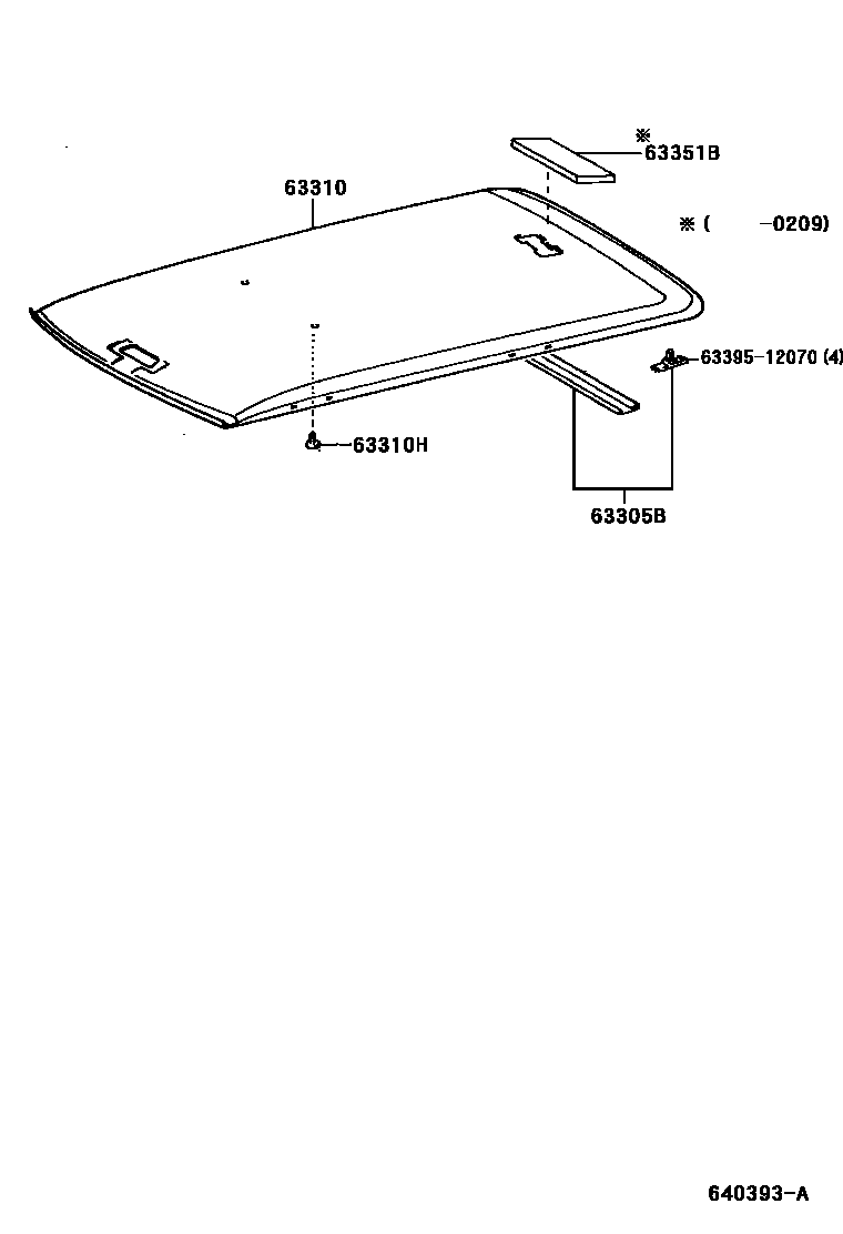 Toyota RAV4 车顶内衬和消声垫 EPC diagram — 640393A