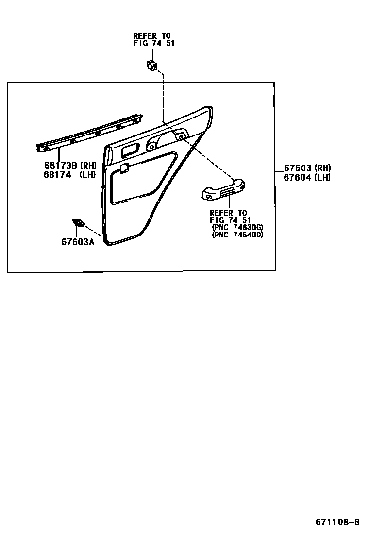 Toyota RAV4 后门板和后门玻璃 EPC diagram — 671108B