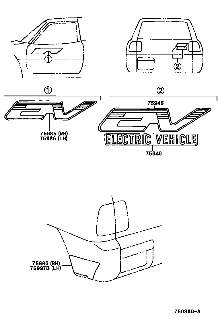Toyota RAV4 车身镶条 EPC diagram — 750380A