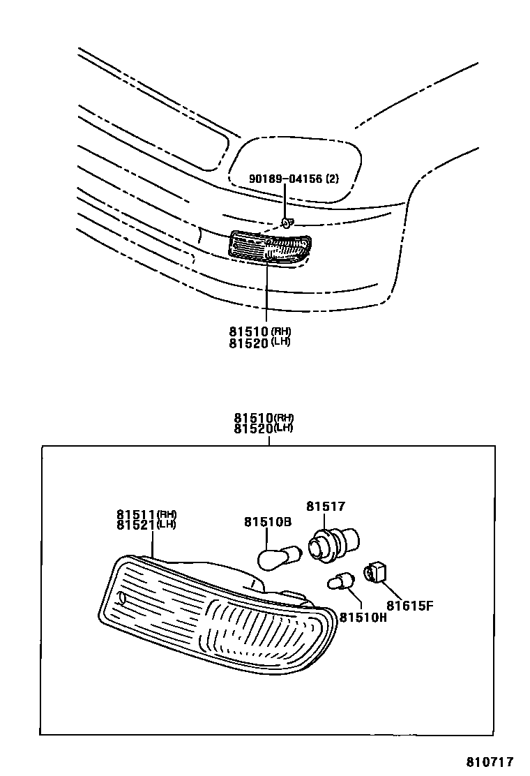 Toyota RAV4 前转向灯 EPC diagram — 810717