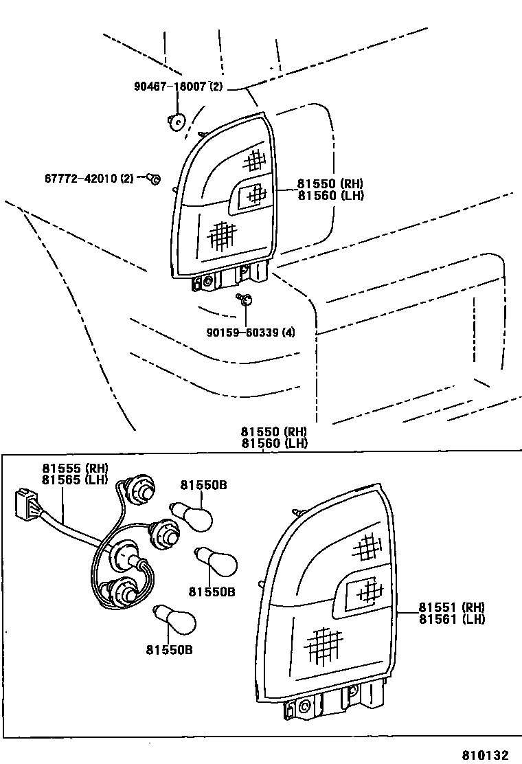 Toyota RAV4 后组合灯 EPC diagram — 810132