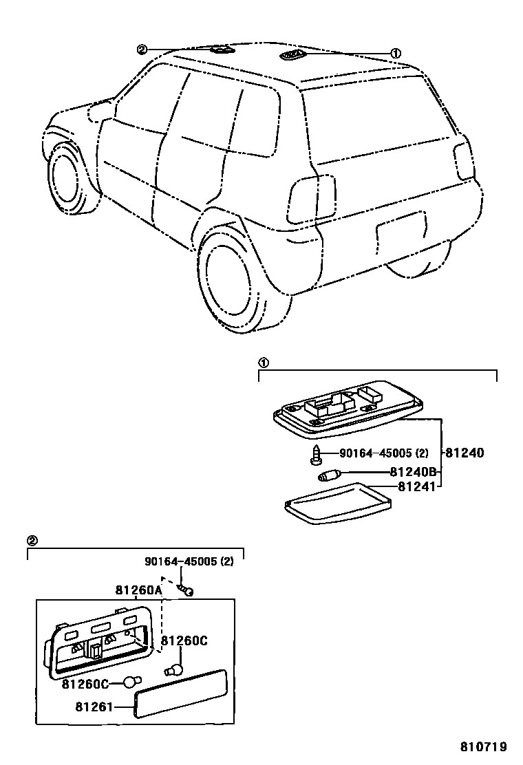 Toyota RAV4 车内灯 EPC diagram — 810719