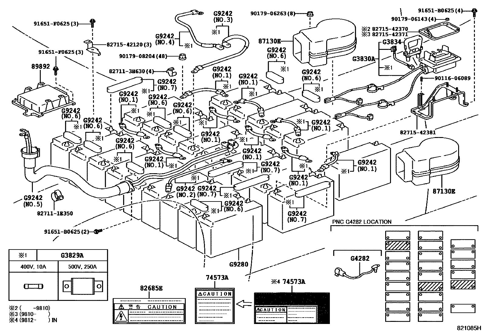 Toyota RAV4 蓄电池和蓄电池电缆 EPC diagram — 821085H
