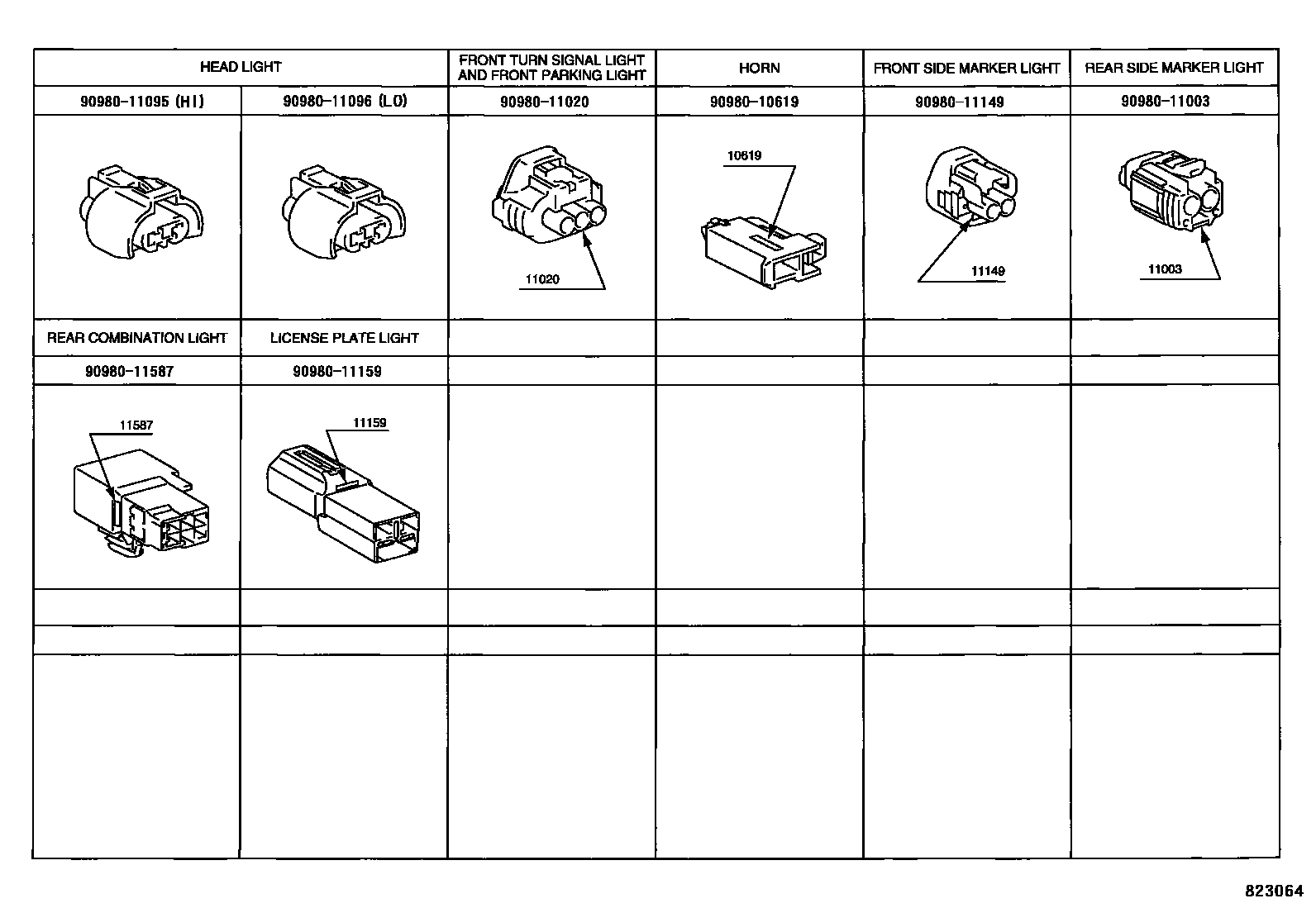 Toyota RAV4 线束和卡夹 EPC diagram — 823064