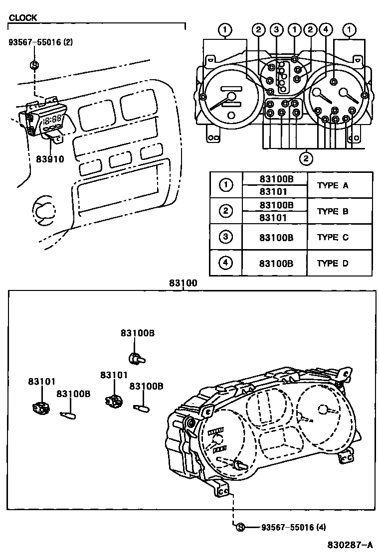 Toyota RAV4 仪表 EPC diagram — 830287A