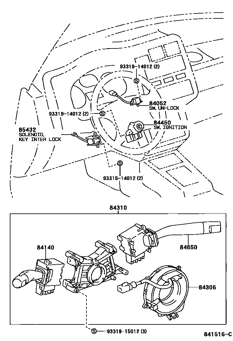 Toyota RAV4 开关和继电器和ECU EPC diagram — 841516C