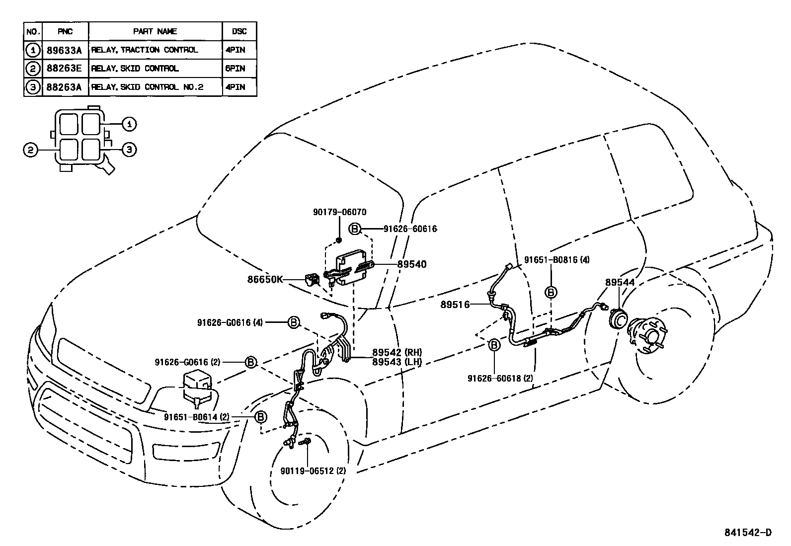 Toyota RAV4 ABS 和 VSC EPC diagram — 841542D