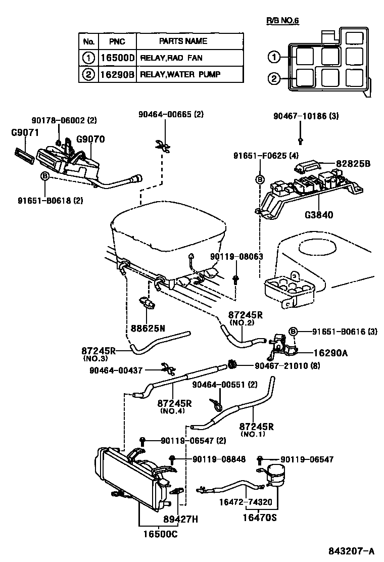 Toyota RAV4 逆变器冷却系统 EPC diagram — 843207A