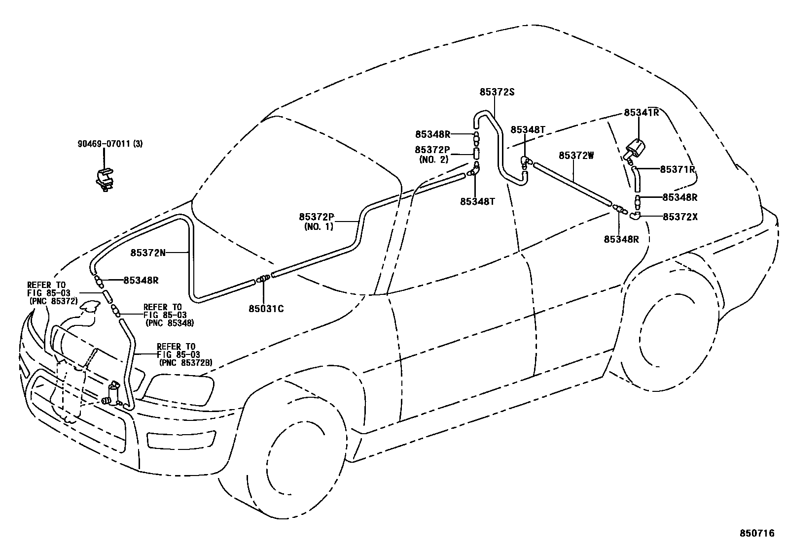 Toyota RAV4 后清洗器 EPC diagram — 850716
