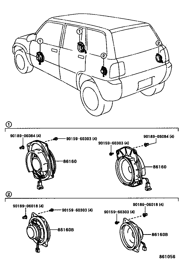 Toyota RAV4 扬声器 EPC diagram — 861056