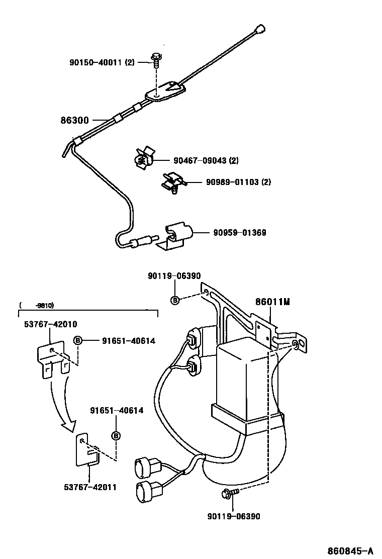 Toyota RAV4 antenna EPC diagram — 860845A