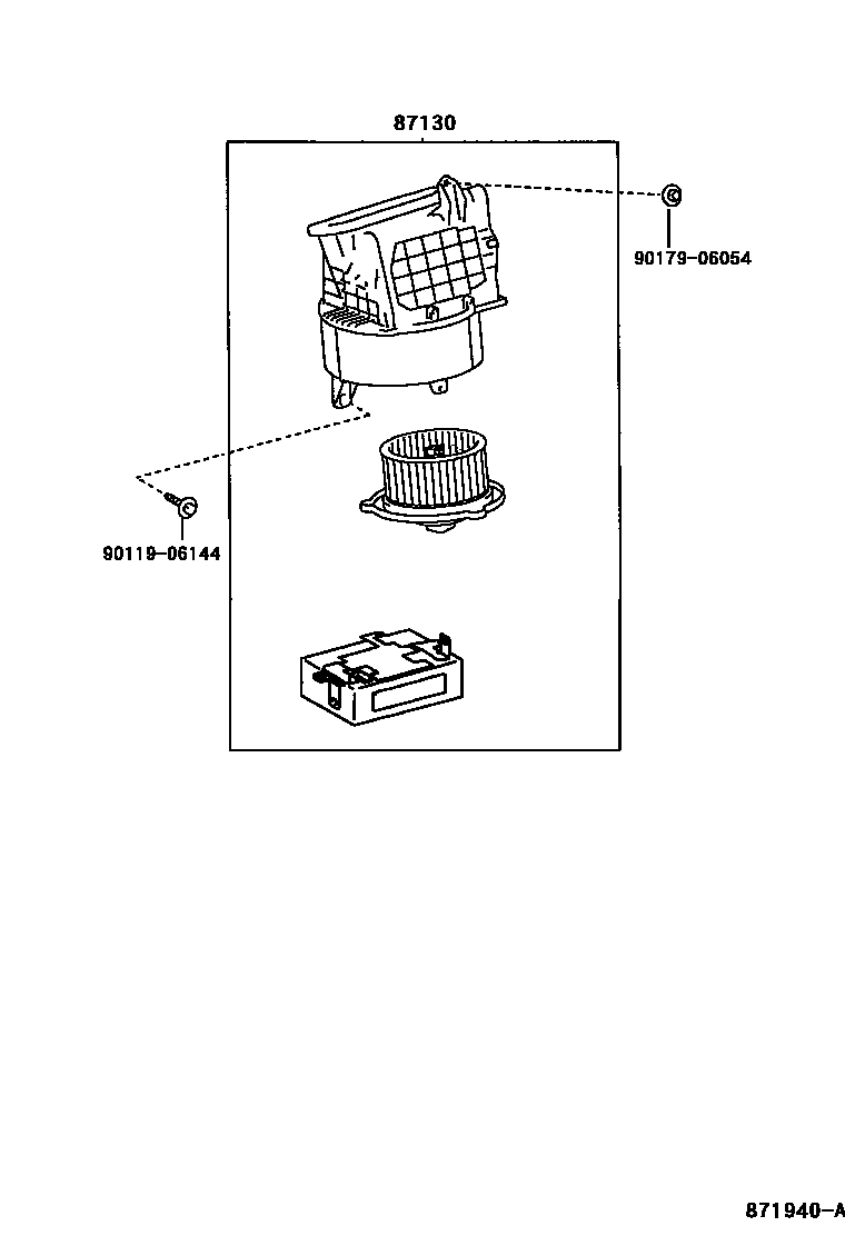 Toyota RAV4 暖风和空调系统 - 加热装置和鼓风机 EPC diagram — 871940A