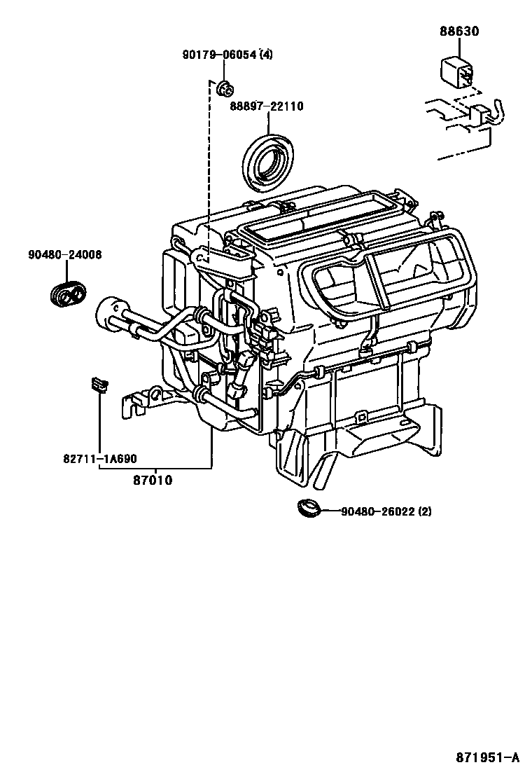Toyota RAV4 暖风和空调系统 - 冷却器组件 EPC diagram — 871951A