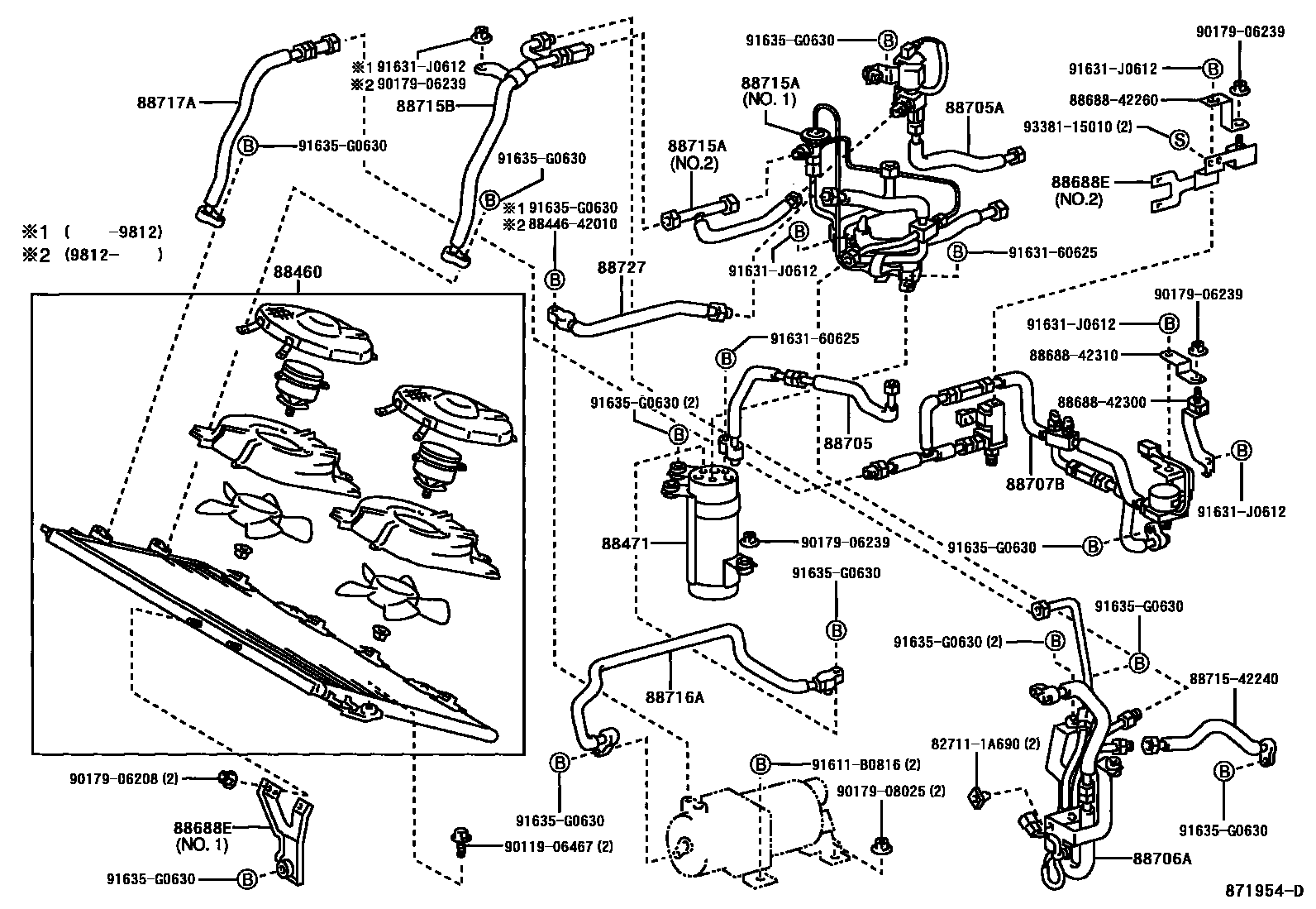 Toyota RAV4 Heating & Air Conditioning - Cooler Piping EPC diagram — 871954D