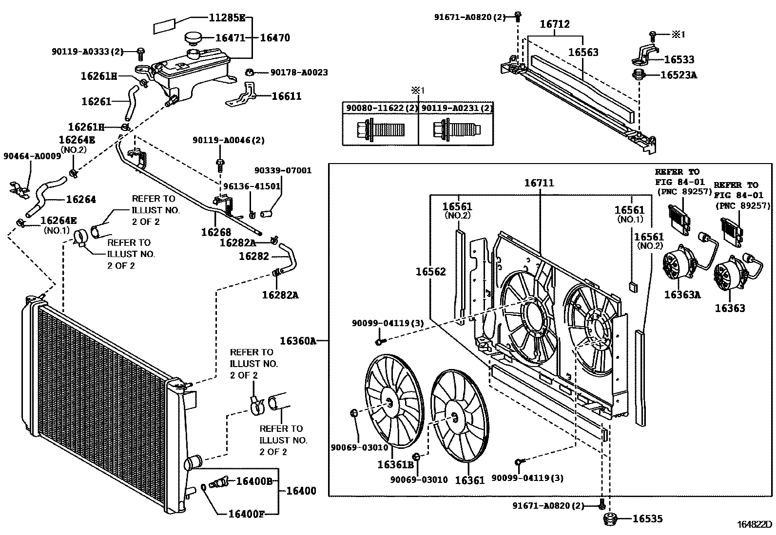 Toyota RAV4 RADIATOR & WATER OUTLET EPC diagram — 164822D