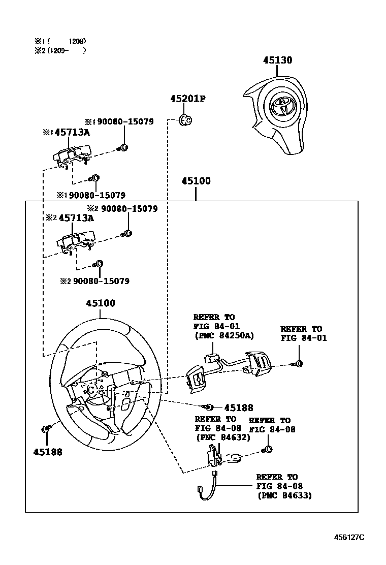 Toyota RAV4 Steering Wheel EPC diagram — 456127C