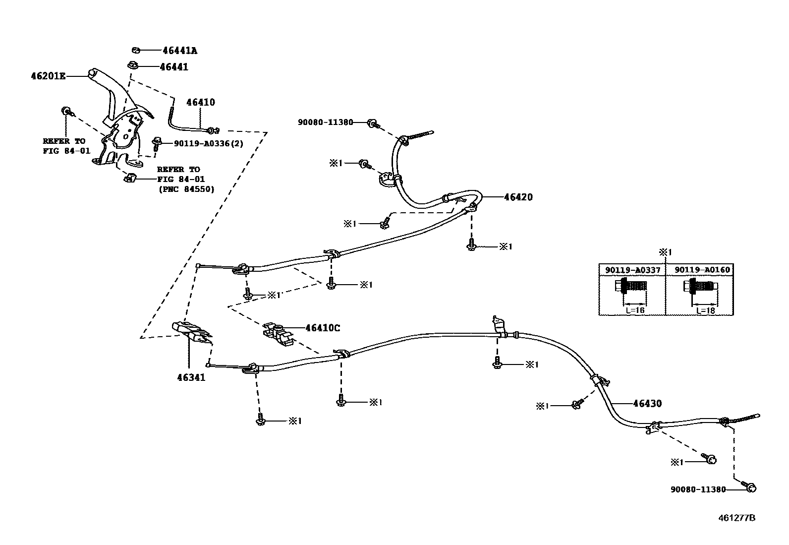 Toyota RAV4 Parking Brake & Cable EPC diagram — 461277B