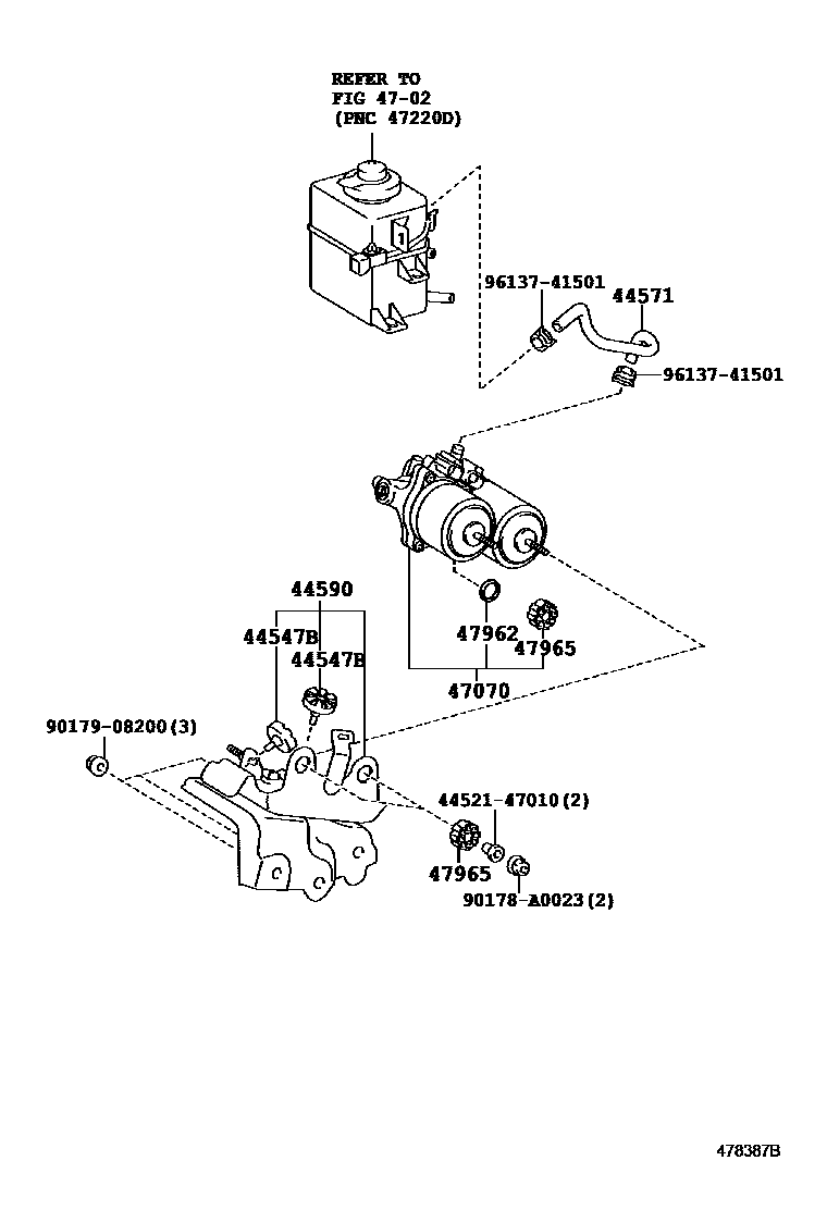 Toyota RAV4 制动配管和卡箍 EPC diagram — 478387B