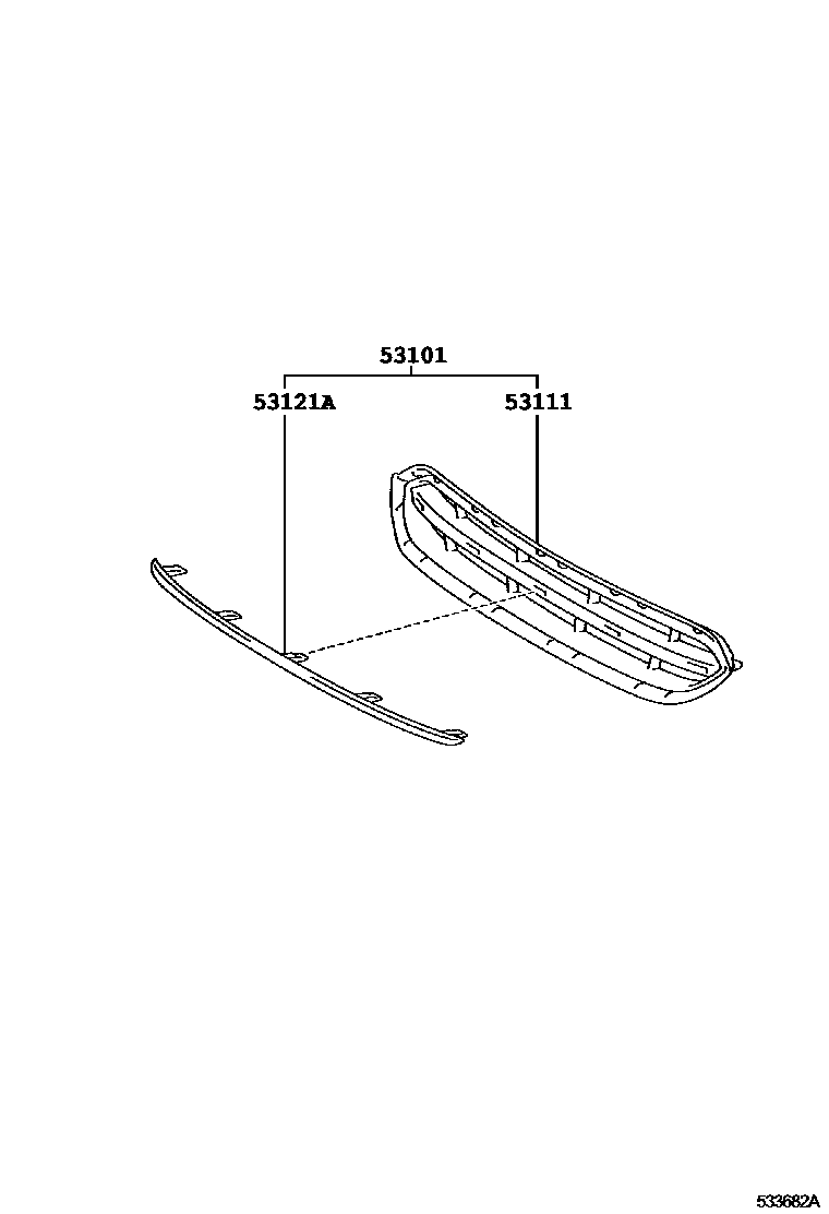 Toyota RAV4 radiator grille EPC diagram — 533682A
