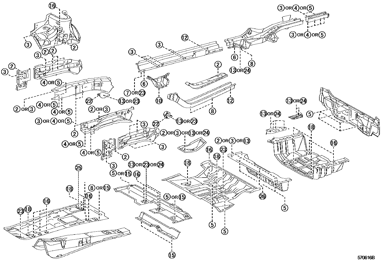 Toyota RAV4 hole plug EPC diagram — 570616B