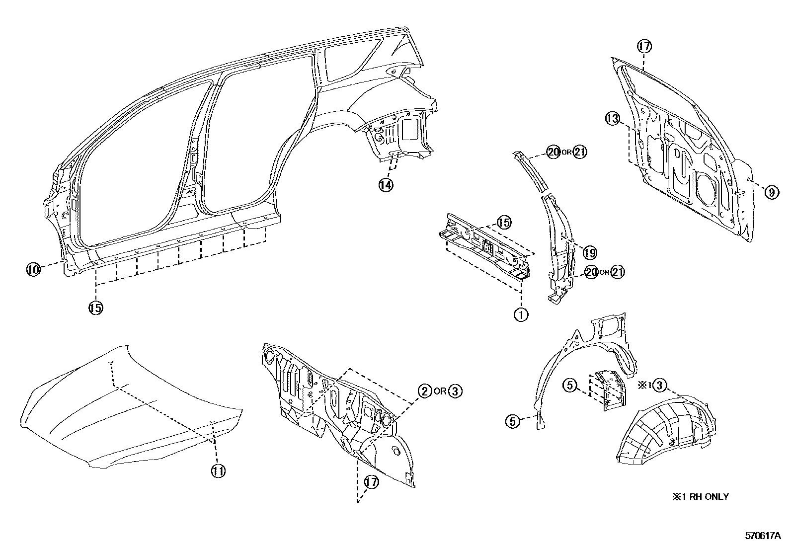 Toyota RAV4 hole plug EPC diagram — 570617A
