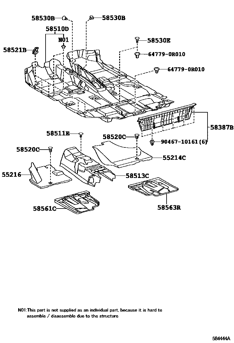 Toyota RAV4 地板垫和消声垫 EPC diagram — 584444A