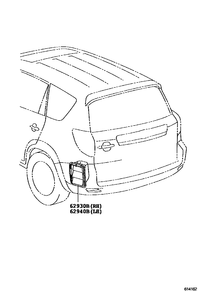 Toyota RAV4 后通风装置和车顶通风装置 EPC diagram — 614162