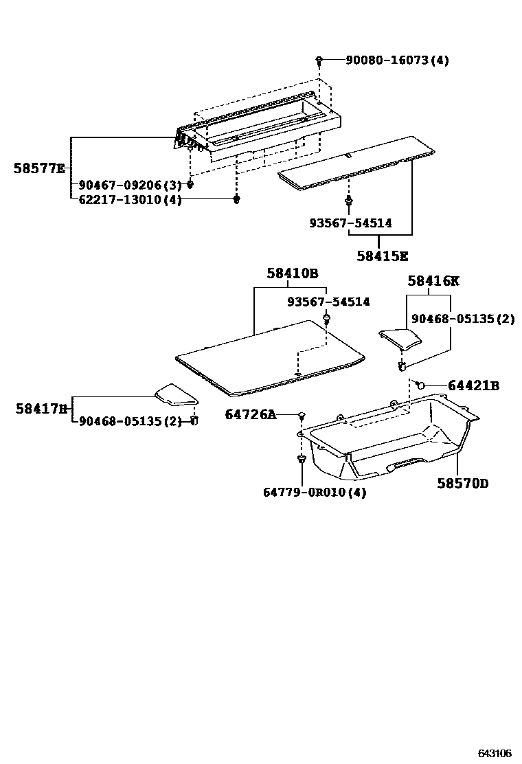 Toyota RAV4 底板和底板装饰罩 EPC diagram — 643106