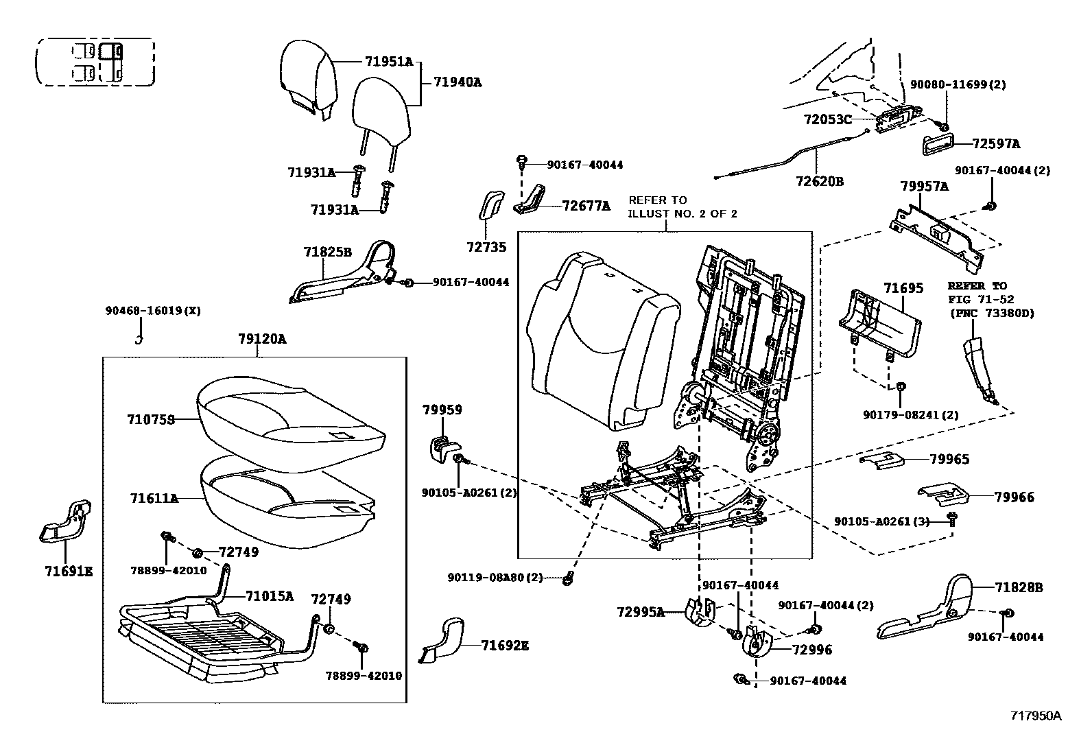 Toyota RAV4 座椅和座椅滑轨 EPC diagram — 717950A