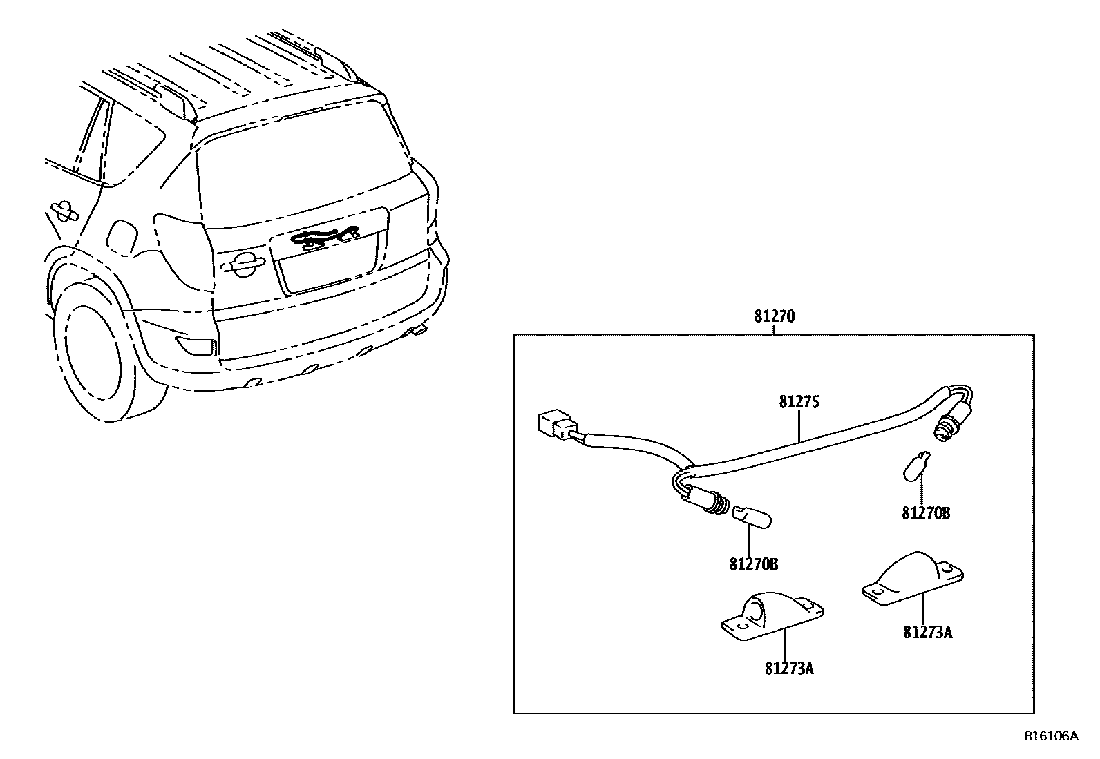 Toyota RAV4 后牌照灯 EPC diagram — 816106A