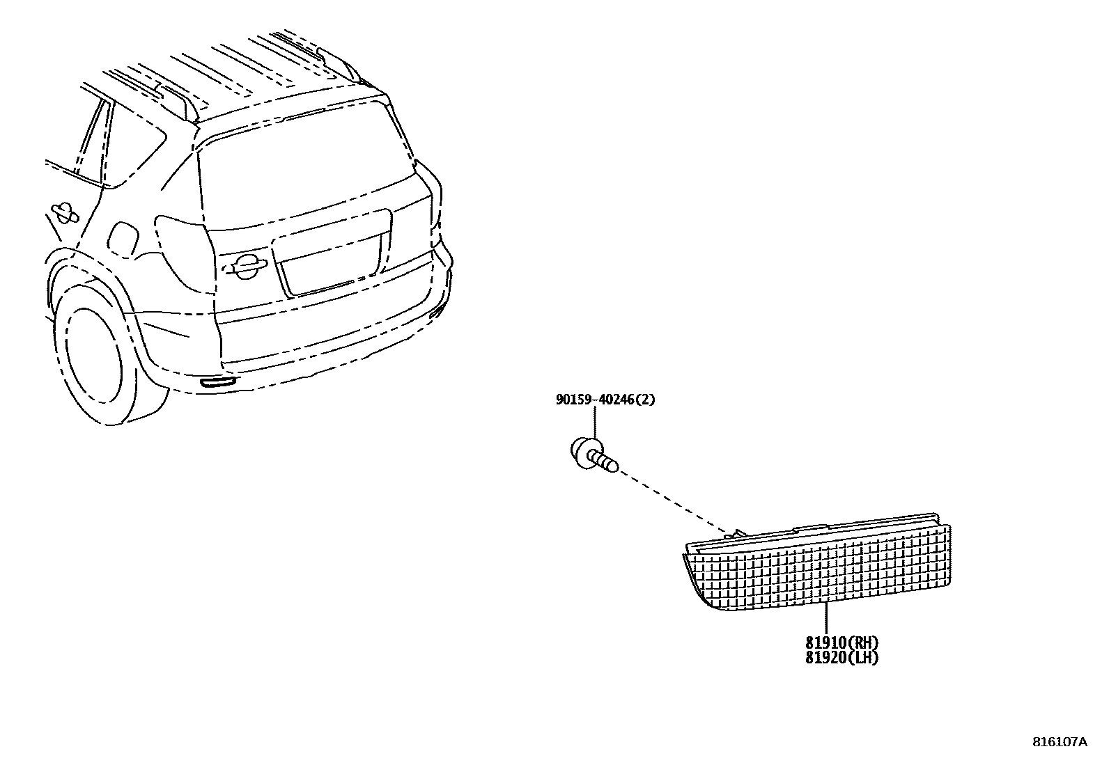 Toyota RAV4 reflector EPC diagram — 816107A