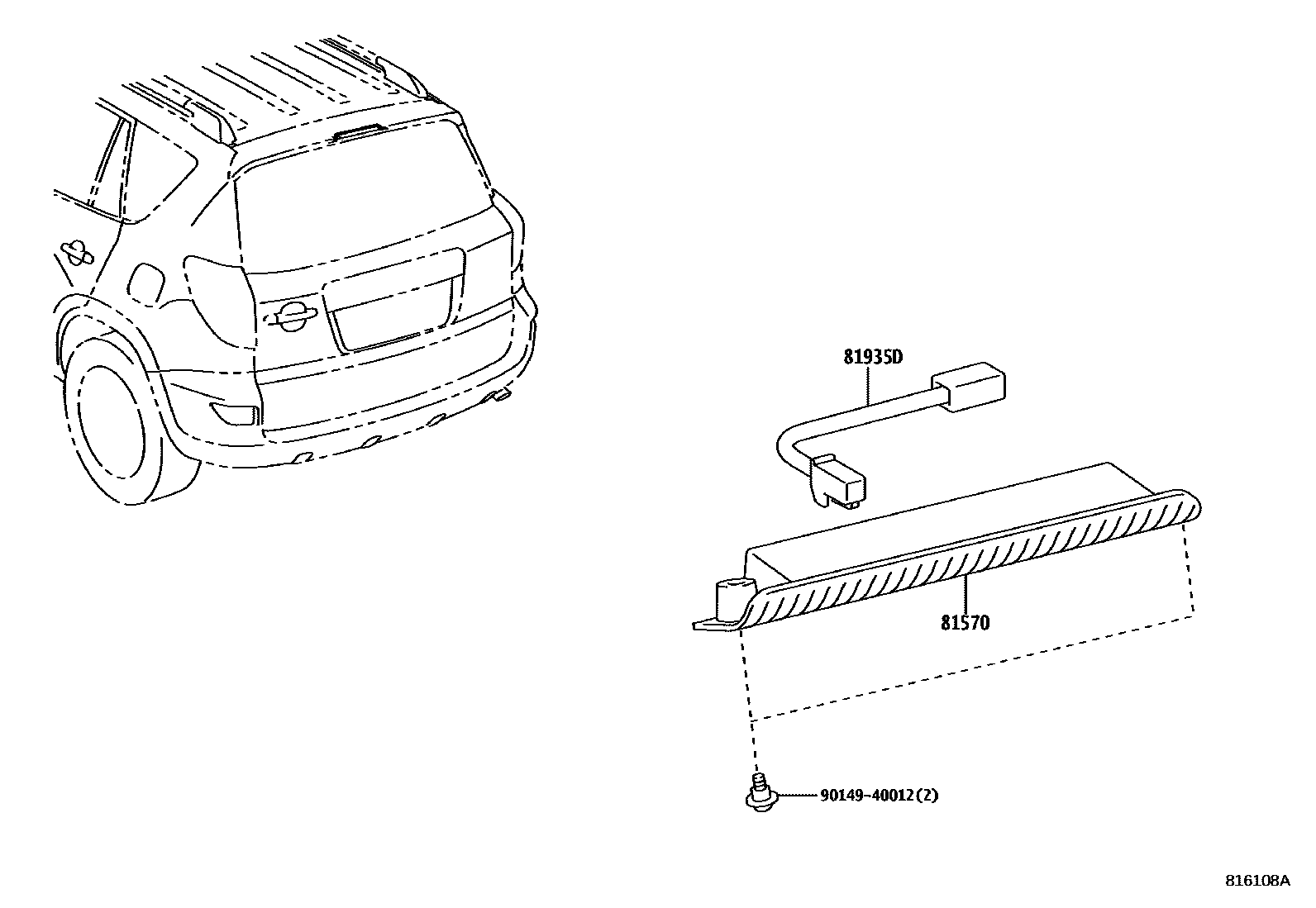Toyota RAV4 高位刹车灯 EPC diagram — 816108A
