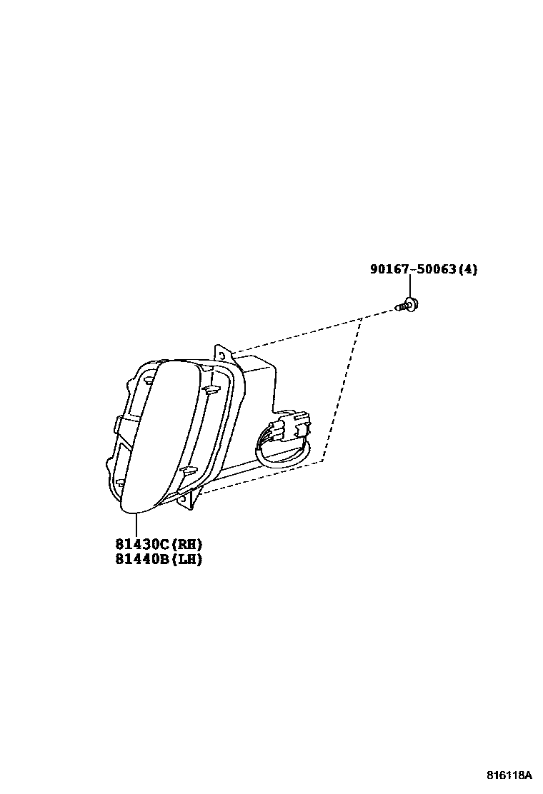 Toyota RAV4 日间行车照明灯或照明灯 EPC diagram — 816118A