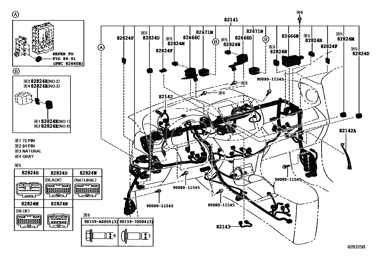Toyota RAV4 线束和卡夹 EPC diagram — 828325B