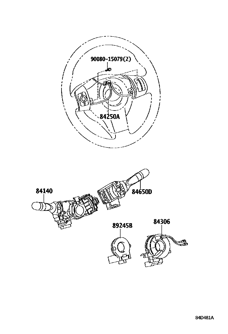 Toyota RAV4 开关和继电器和ECU EPC diagram — 84D481A