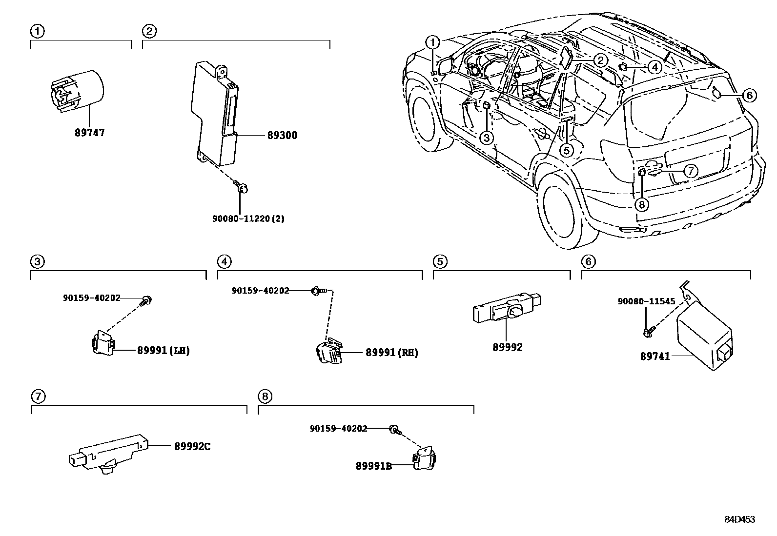 Toyota RAV4 遥控门锁 EPC diagram — 84D453